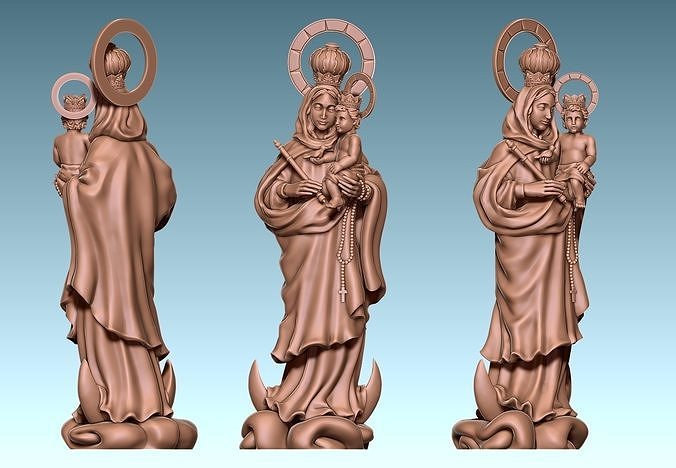 Virgen Luna bakire ay cnc oymacılık öğütme dini semboller takı Odun taş süslü Antik dekorasyon Sanat geleneksel tasarım Tanrı dindar nesne sembol heykeller 3D print model - Mito3D