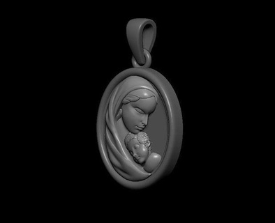 virgin mary medal religious christian mother sculpture virgen jesus baby child jewelry pendants 3d print model - Mito3D