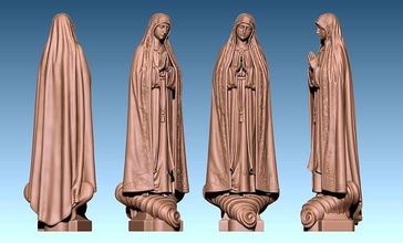 virgin fatima - portugal cnc wood metal traditional spirituality figure statue ancient classic sacred decoration jewerly female stone milling art sculptures gold jewelry scans 3d print model - Mito3D