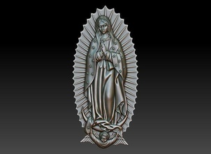 virgin of guadalupe 2 cnc mary heart relief religious catholic pendant jewelry woodcarwing cathedral milling symbol christian decoration art sculptures holy saint pendants 3d print model - Mito3D