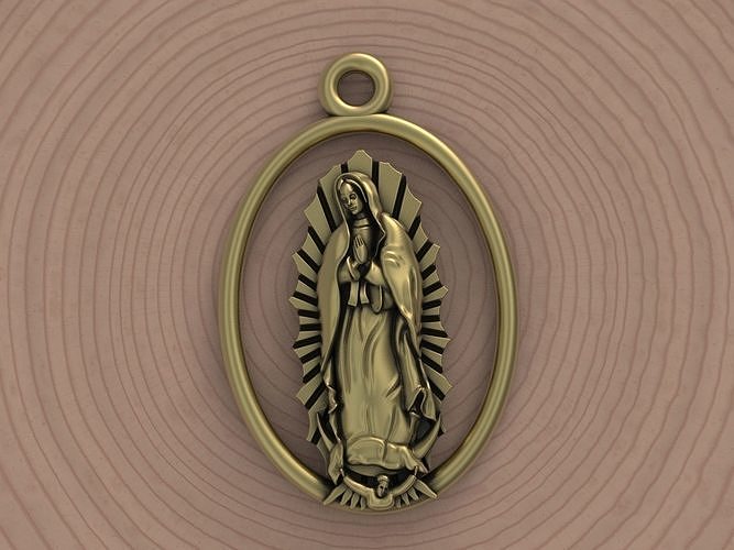 Virgen guadalupe colgante pendiente virgen joyería joya oro plata imprimible colgantes 3D print model - Mito3D
