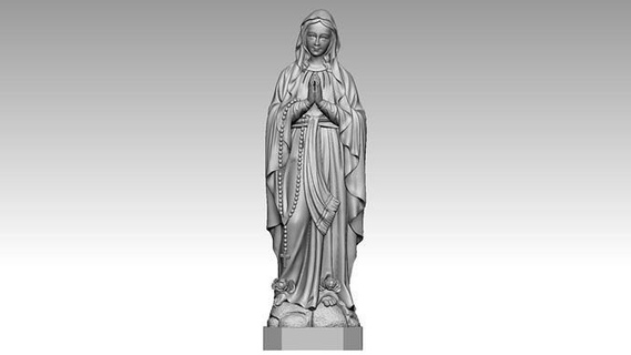 bakire Mary lourdes 3d Yazdır model kutsal din dindar nesne anne Sanat heykeller 3d print model - Mito3D