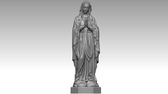virgin mary - notre dame de lourdes 3d modeling print scanning mother christ bible cnc jewelry pendant christian relief catholic art sculptures 3d print model - Mito3D