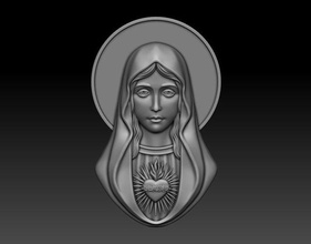 virgin mary 10 cnc relief religious catholic pendant jewelry woodcarwing cathedral object milling symbol christian decoration art sculptures head face lady pendants 3d print model - Mito3D