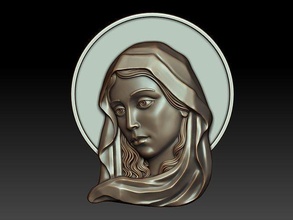 virgin mary 11 cnc relief religious catholic pendant jewelry woodcarwing cathedral object milling symbol christian decoration art sculptures head face lady pendants 3d print model - Mito3D