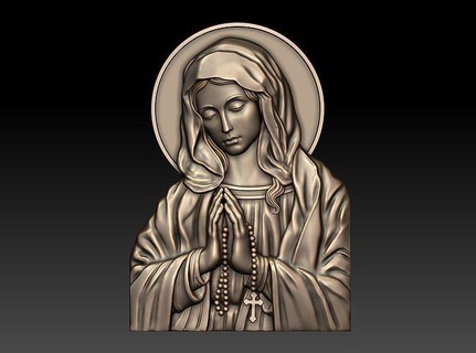 virgin mary 12 cnc relief religious catholic pendant jewelry woodcarwing cathedral object milling symbol christian decoration art sculptures head face lady pendants 3d print model - Mito3D