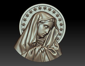 virgin mary 3 cnc relief religious catholic pendant jewelry woodcarwing cathedral object milling symbol christian decoration art sculptures head human face lady pendants 3d print model - Mito3D