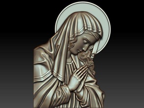 virgin mary 5 cnc relief religious catholic pendant jewelry woodcarwing cathedral object milling symbol christian decoration art sculptures head face lady pendants 3d print model - Mito3D