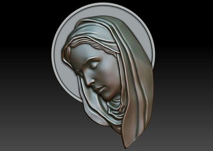 virgin mary 6 cnc relief religious catholic pendant jewelry woodcarwing cathedral object milling symbol christian decoration art sculptures head face lady pendants 3d print model - Mito3D