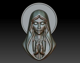 virgin mary 7 cnc relief religious catholic pendant jewelry woodcarwing cathedral object milling symbol christian decoration art sculptures head face lady pendants 3d print model - Mito3D