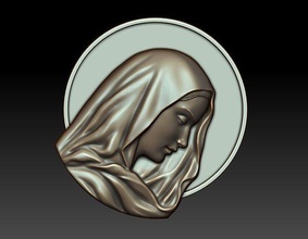 virgin mary 9 cnc relief religious catholic pendant jewelry woodcarwing cathedral object milling symbol christian decoration art sculptures head face lady pendants 3d print model - Mito3D