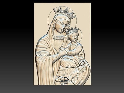 vierge Marie bébé Jésus 3d soulagement modèle impression cnc stl art sculptures Christian Bible religiou objet mère saint 3d print model - Mito3D