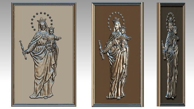 virgin mary baby jesus belief saint sculptures pendants jewelry catholic religious holy christian art jewellery 3D print model - Mito3D