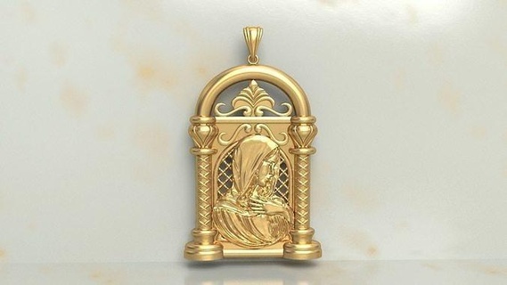 virgin mary column model lady gold silver pendant necklace pray jesus christ art sculpture praying mother jewelry pendants 3d print model - Mito3D