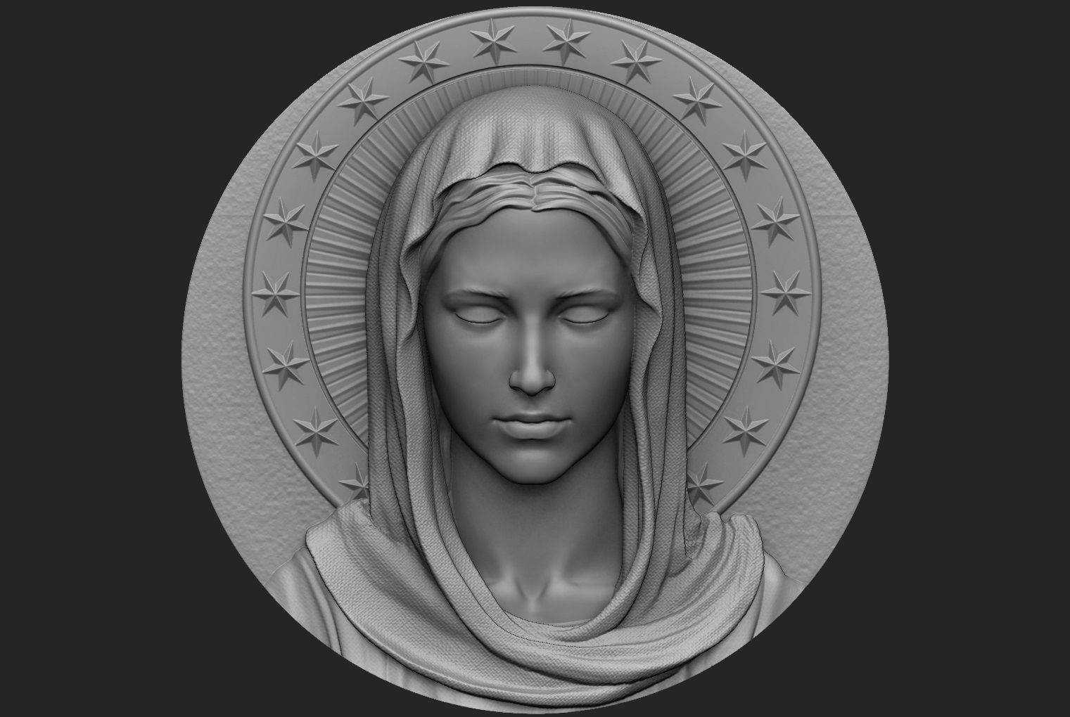 vierge marie médaillon no 1 mère dieu christian bijoux pendentif soulagement sculpture tête portrait religieux art sculptures 3D print model - Mito3D