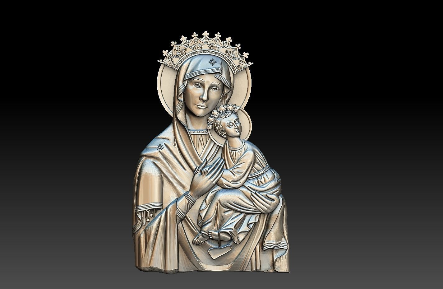 virgin mary orthodox child jesus christ god mother jesu religious bas relief sculpture statue medallion pendant jewelry coins badges art 3D print model - Mito3D