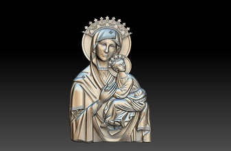 virgin mary orthodox child jesus christ god mother jesu religious bas relief sculpture statue medallion pendant jewelry coins badges art 3d print model - Mito3D