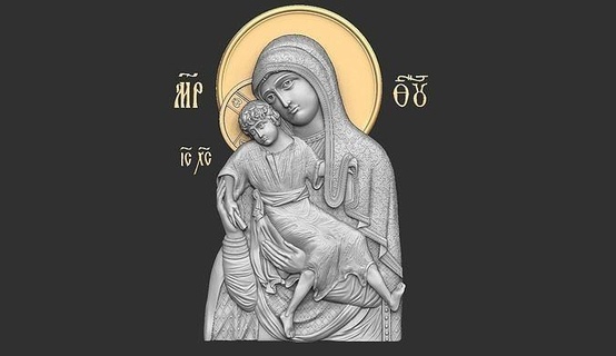 virgin mary panagia kykkou lady russian orthodox church orthodoxy christian religiou icon holy mother god coins badges cnc art 3d print model - Mito3D