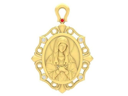 Virgen María colgante pendiente 3621 joyería joya Moda accesorios oro diamante mujer diseño colgantes 3d print model - Mito3D