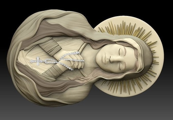 virgem maria rezar mãe deus jesus cristo cnc joalheria jóias pingente cristão bas alívio religião religioso oração católico arte jesu pingentes 3d print model - Mito3D