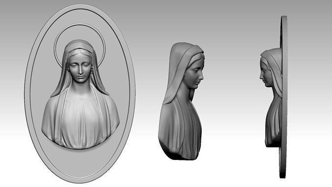 virgin mary relief sculptures pendant pendants jewelry catholic mother saint religious holy christian art jewellery cnc medallion 3D print model - Mito3D