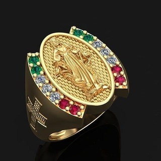 Jungfrau Maria Ring virgen Mutter Christian Jesus Heilige Kunst Diamant Schmuck Juwel Anhänger Ringe 3d print model - Mito3D