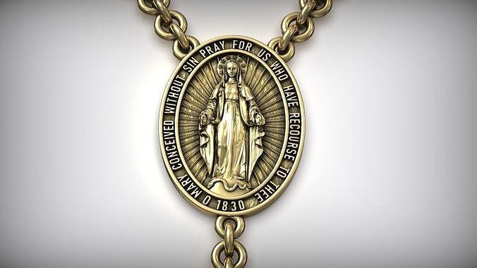 vergine maria rosario santo collana cattolico religiou oggetto simbolo argento ossidato pendente gioielleria fabbricazione cristo gesù pregare benedetto tallone collane 3D print model - Mito3D