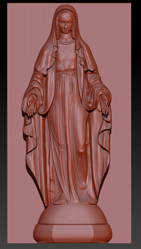 virgin mary statue stl reliefs cnc machines sculpture christ mother sculptures jesus jewelry jewellery pendant bas relief catholic medal art 3D print model - Mito3D