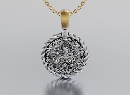 virgo horoscope pendant jewelry shining platinum luxury necklace chrome rope art luster silver gem diamond ring gold brilliant sterling pendants 3d print model - Mito3D