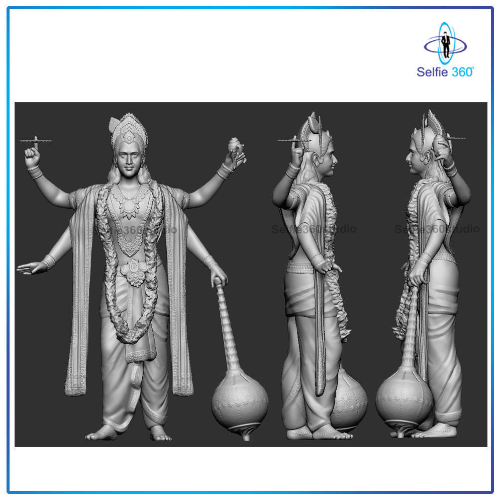 vishnu idole 3d imprimable modèle 2 impression 3dprint miniature 3dscaning 3ddesign 3dart 3dmodeling 3dgodmodel dieu krishna sculpture mural statue art sculptures miniatures figurines 3D print model - Mito3D