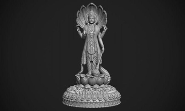 vishnu ji god indian idol sculpture statue religion snake lotus jewelry murti balaji figure art sculptures 3d print model - Mito3D