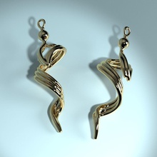 visión - diseño del arete la joyería imprimible puede lanzar joya de oro ola forma plata moda el diseñador moderno mujer gem anillo aretes 3d print model - Mito3D