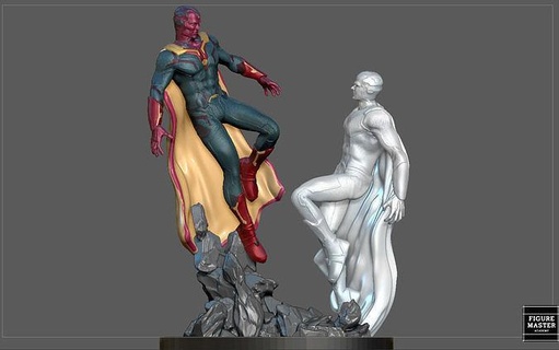 vision white marvel mcu drama character wanda art sculptures 3d print model - Mito3D