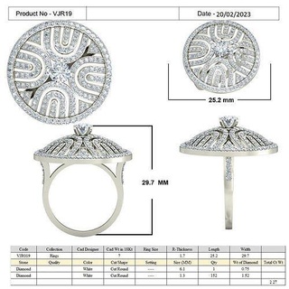 vjr19 diseñadora joyas oro joyería joya imprimible plata diamante anillos moda estilos diamantes perlas Boda compromiso anillo platino 3d print model - Mito3D