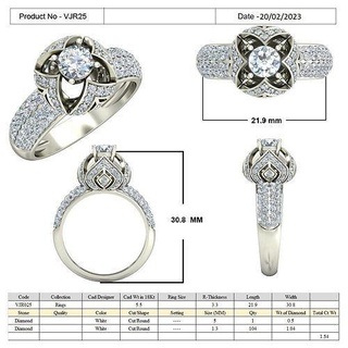 vjr25 diseñadora joyas Boda moda estilos perlas oro diamante anillo imprimible joya plata compromiso brillante platino joyería diamantes colgante pendiente Moda libra esterlina anillos 3d print model - Mito3D