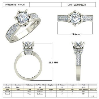 vjr26 diseñadora joyas platino precioso lujo joya colgante pendiente brillante imprimible plata diamante anillo joyería Boda compromiso anillos accesorio 3d print model - Mito3D