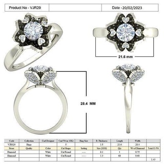 vjr29 lujo platino brillante diseñadora joyas moda perlas estilos joyería joya oro imprimible plata diamante anillos Boda compromiso anillo 3d print model - Mito3D