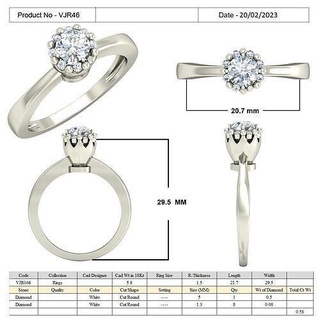 vjr46 Boda compromiso accesorio oro imprimible plata diamante brillante lujo joya anillos joyería anillo Moda platino colgante pendiente 3d print model - Mito3D