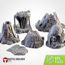 volcanic terrain rock volcano stone environment scenery volcans fire mountain rocky warhammer 40k txarli factory forest nature fantasy battle builder tech games toys 3d print model - Mito3D
