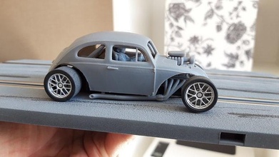 volksrod socal hotrod vw beetle printed body interior slot car slotcar scalextric autorama games toys 3d print model - Mito3D