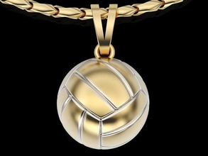 volleyball ball pendant silver gold print sport racquet game play basketball baseball games league cup court olympics raket jewelry pendants medal 3d print model - Mito3D