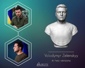 volodymyr zelensky 3d buste sculpture statue portrait humain police art sculptures ukrainien 3d print model - Mito3D