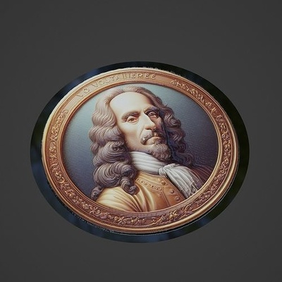 voltaire medallion necklace pendant medal locket historical historic scientist science philosopher einstein newton jewelry brooches 3d print model - Mito3D