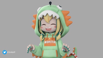 kusmuk projeksiyon pikame 3d yazdırılabilir şekil vtuber anime kızı anime3d heykel figürü kawaii kawai şirin chibi print3d vomsproyect oyunlar oyuncaklar 3d print model - Mito3D