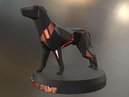 voronoi boksör harika dane hayvan poli çokgen düşük memeli çiftlik oyuncak heykel yazdır 3dprint yazdırılabilir çağdaş doğa köpek sanat heykeller 3d print model - Mito3D