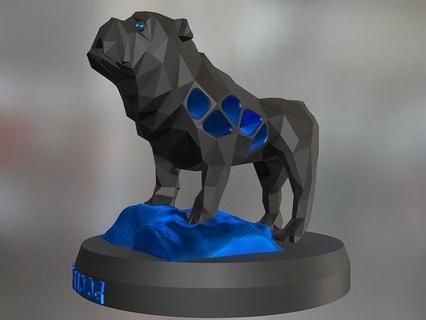Voronoi bulldog Kaya hayvan poli çokgen düşük memeli Çiftlik oyuncak heykel Yazdır 3dprint yazdırılabilir çağdaş doğa Şirin köpek Boğa Sanat heykeller 3d print model - Mito3D