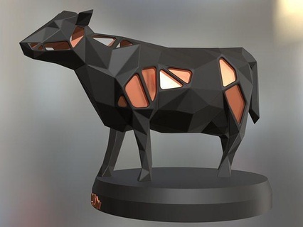 voronoi cow animal poly polygon polygonal lowpoly mammal farm toy statue print 3dprint printable geometry geometric contemporary nature cute art sculptures 3d print model - Mito3D
