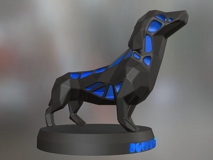 voronoi dachshund cão azul animal poli polígono poligonal pobre mamífero fazenda brinquedo estátua impressão 3dprint imprimível contemporâneo natureza fofa arte esculturas 3d print model - Mito3D