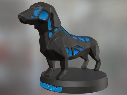Voronoi dachshund cão animal poli polígono poligonal pobre mamífero Fazenda brinquedo estátua impressão 3dprint imprimível contemporâneo natureza fofa arte esculturas 3d print model - Mito3D
