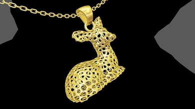 voronoi deer pendant jewelry gold necklace medallion design art modern animal printable jewel jewellery luxury shining sterling perpetual engagem sculpture pendants 3d print model - Mito3D
